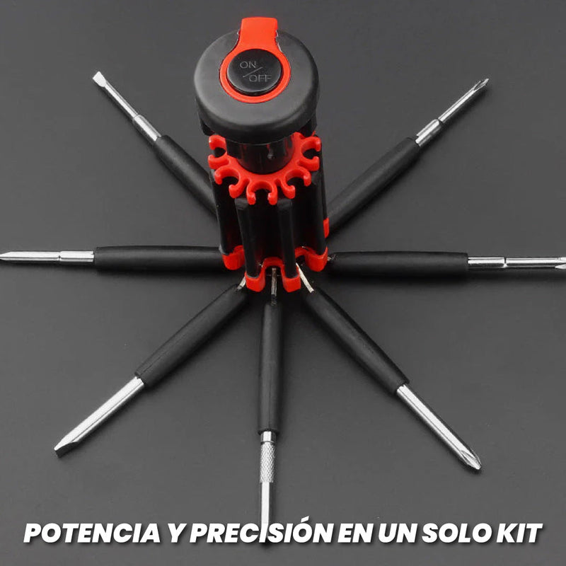 Kit 8 destornilladores magnéticos en 1 con linterna - Screw Drivers™